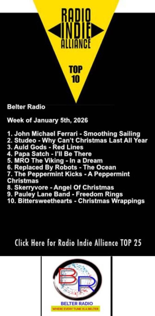 "Smooth Sailing" #1 on the Radio Indie Alliance Top 10. Thank you Belter Radio.